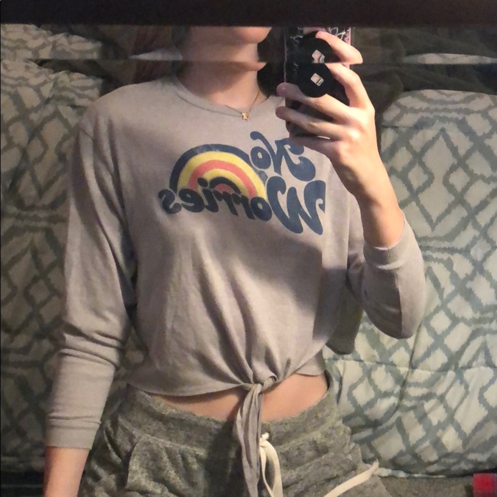 No Worries grey crop top